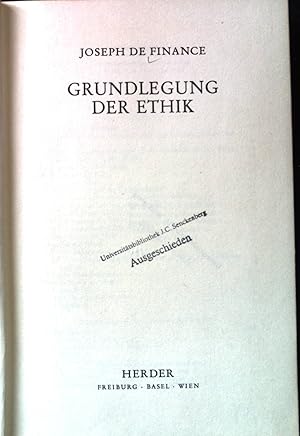 Imagen del vendedor de Grundlegung der Ethik. Philosophie in Einzeldarstellungen, 2. Band a la venta por books4less (Versandantiquariat Petra Gros GmbH & Co. KG)