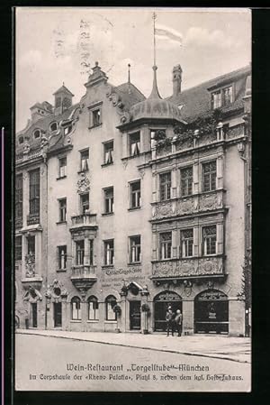 Ansichtskarte München, Wein-Restaurant Torgelstube im Corpshause der Rheno Palatia, Platzl 8