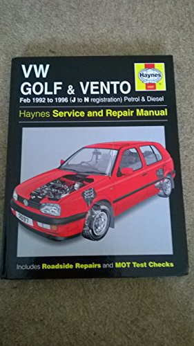 Bild des Verkufers fr VW Golf and Vento (92-96) Service and Repair Manual: 3097 (Haynes Service and Repair Manuals) zum Verkauf von WeBuyBooks