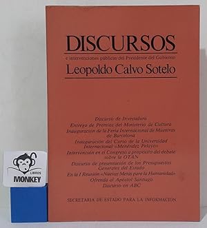 Imagen del vendedor de Discursos e intervenciones pblicas del Presidente del Gobierno Leopoldo Calvo Sotelo a la venta por MONKEY LIBROS