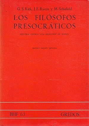 Imagen del vendedor de LOS FILSOFOS PRESOCRTICOS Historia Crtica con Seleccin de Textos a la venta por Libreria Rosela