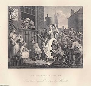 William Hogarth : The Engraged Musician. Steel engraving, image area 11.5 x 14 cms approx. This i...