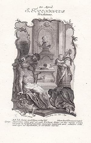 Bild des Verkufers fr S. Theodorus Trichinas" - Heiliger Theodor Trichinas / Saint Theodore Trichinas / 20. April - Heiligenbild Holy Card / Geburtstag / Birthday zum Verkauf von Antiquariat Steffen Vlkel GmbH