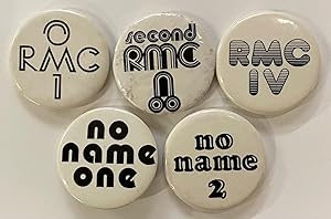 [Five different pinback buttons]