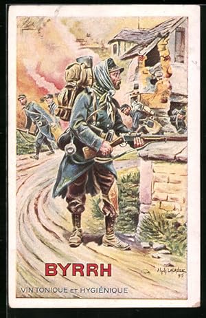 Bild des Verkufers fr Knstler-Ansichtskarte Reklame fr Byrrh, franzsische Soldaten beim Huserkampf zum Verkauf von Bartko-Reher