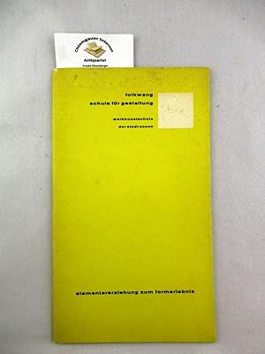 Bild des Verkufers fr Folkwang Schule fr gestaltung. elementarerziehung zum formerlebnis. Vortrag, zur Jahresversammlung des Deutschen Werkbundes Bayern in Mnchen, Oktober 1957. zum Verkauf von Chiemgauer Internet Antiquariat GbR