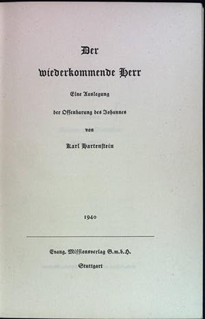 Bild des Verkufers fr Der wiederkommende Herr: Eine Auslegung der Offenbarung des Johannes fr die Gemeinde. zum Verkauf von books4less (Versandantiquariat Petra Gros GmbH & Co. KG)