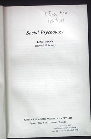 Seller image for Social Psychology. for sale by books4less (Versandantiquariat Petra Gros GmbH & Co. KG)