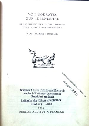 Seller image for Von Sokrates zur Ideenlehre : Beobachtgn zur Chronologie d. platon. Frhwerks. for sale by books4less (Versandantiquariat Petra Gros GmbH & Co. KG)