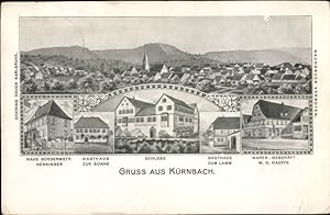 Immagine del venditore per Ansichtskarte / Postkarte Krnbach in Baden Wrttemberg, Gasthaus zum Lamm, Warenhandlung Hauffe, Schloss venduto da akpool GmbH