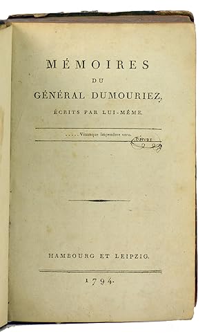 Image du vendeur pour Mmoires du gnral Dumouriez, crits par lui-mme. mis en vente par Librairie de l'Amateur