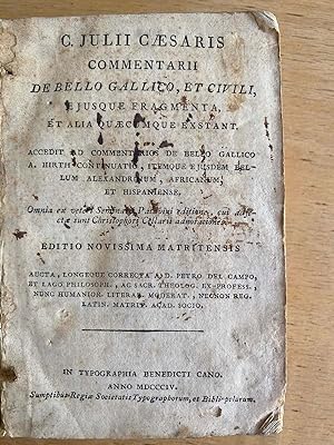 Bild des Verkufers fr Commentarii de bello gallico, et civili zum Verkauf von International Book Hunting