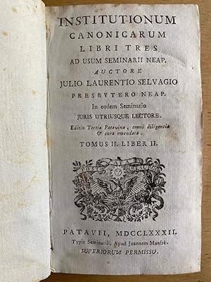 Bild des Verkufers fr Institutionum canonicarum zum Verkauf von International Book Hunting
