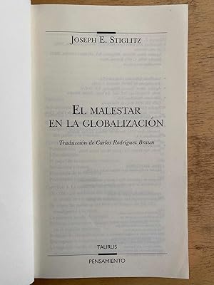 Image du vendeur pour El malestar en la globalizacion mis en vente par International Book Hunting