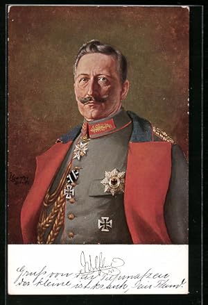 Ansichtskarte Kaiser Wilhelm II. mit Orden und Abzeichen an der Uniform