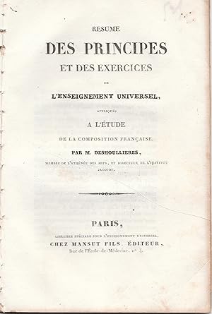 Résumé des principes et des exercices de l'enseignement universel, appliqués à l'étude de la comp...