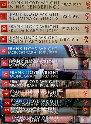 Bild des Verkufers fr Frank Lloyd Wright Monographs (Complete in 12 Crisp Volumes) zum Verkauf von APPLEDORE BOOKS, ABAA
