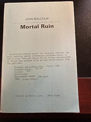 Mortal Ruin, ("Tim Simpson" Series #6), Uncorrected Advance Proof, First Edition, New