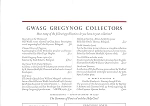 Seller image for Gwasg Gregynog Collectors - Book List (English and Welsh Language) for sale by The Bookshop at Beech Cottage