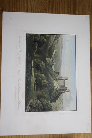 Ansicht der Burg Schönberg mit Oberwesel / Vue du Chateau de Schönberg et d'Oberwesel. Kolorierte...