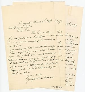 [Small Archive] Three Letters from Joseph Norton Ireland, Offering to Sell His Collection to Fell...