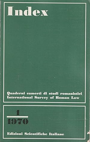 Index. Quaderni camerti di studi romanistici. International Survey Of Roman Law. n.1/1970