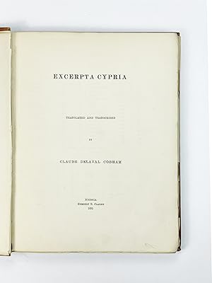 Image du vendeur pour Excerpta Cypria. mis en vente par Antiquariat Dasa Pahor GbR