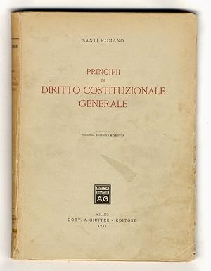 Imagen del vendedor de Principii di diritto costituzionale generale. Seconda edizione riveduta. a la venta por Libreria Oreste Gozzini snc