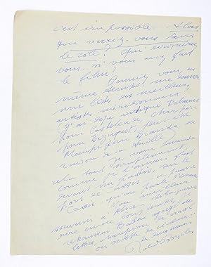 Lettre autographe signée adressée à Carlo Rim à qui il demande conseil pour le rôle de Tartarin, ...