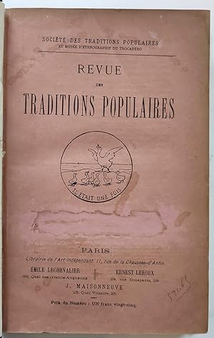 Bild des Verkufers fr Revue des traditions populaires Anne 1886 complte (1re anne) N1 25 janvier 1886 - N12 25 dcembre 1886 zum Verkauf von Librairie Lis Tes Ratures