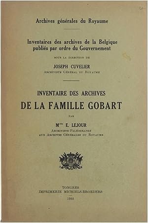 Seller image for Inventaire des archives de la famille Gobart for sale by Untje.com