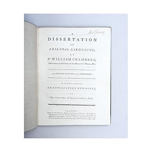 Bild des Verkufers fr A Dissertation on Oriental Gardening. To Which is Annexed, an Explanatory Discourse, by Tan Chet-Qua, of Quang-Chew-Fu, Gent. zum Verkauf von Peter Harrington.  ABA/ ILAB.