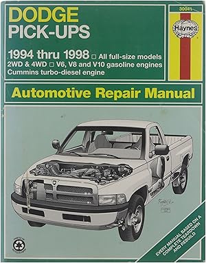 Bild des Verkufers fr Dodge Pick-ups Automotive Repair Manual, all Dodge Full-size Pick-ups 1994 trough 1998 zum Verkauf von Untje.com