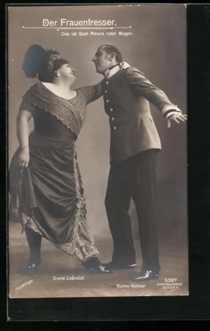 Ansichtskarte Szene aus der Operette Der Frauenfresser mit Grete Liebreich und Gustav Matzner, Da...