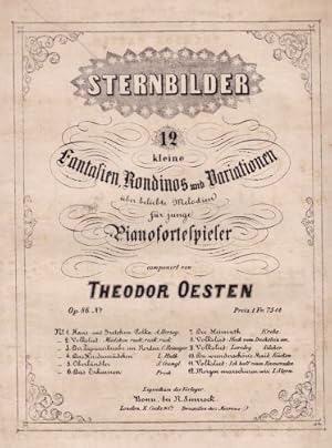 Image du vendeur pour Sternbilder. 12 kleine Fantasien, Rodinos und Variationen ber beliebte Melodien fr junge Pianofortespieler componiert von Theodor Oesten. Op. 86 No 6 Das Erkennen. 7 Seiten, davon 6 mit gestochenen Noten. (Plattennummer 5174). mis en vente par Antiquariat Heinz Tessin