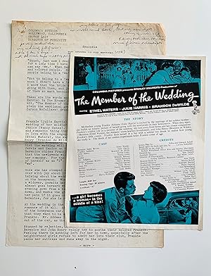 Seller image for The Member of the Wedding. UK Film publicity flyer. Story, Cast Credits. plus mimeographed Synopsis. for sale by Peter Scott
