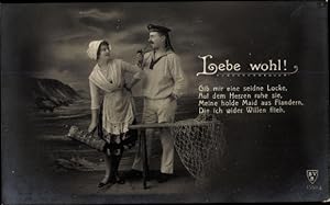 Seller image for Ansichtskarte / Postkarte Lebe wohl, Gib mir eine seidne Locke, Seemann mit Fischerin - MSP 87 for sale by akpool GmbH