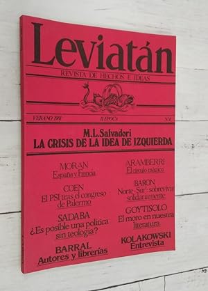 Imagen del vendedor de Leviatn n 4, verano 1981, ii poca, a la venta por Librera Dilogo