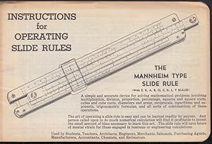 Imagen del vendedor de Manheim Type Slide Rule Instructions for Operating booklet c 1950s a la venta por The Jumping Frog