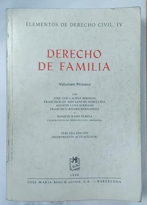 Imagen del vendedor de Derecho de familia. Volumen Primero a la venta por Libros Tobal