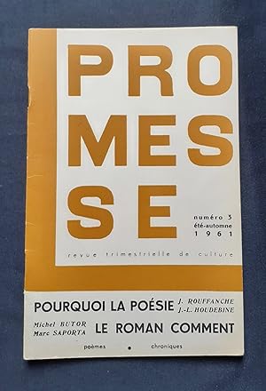 Image du vendeur pour Promesse, revue trimestrielle de culture : n3, t-automne 1961 - mis en vente par Le Livre  Venir