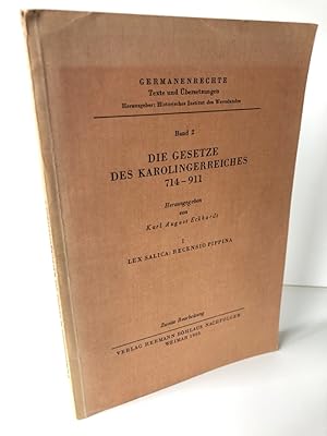 Bild des Verkufers fr Die Gesetze des Karolingerreiches 714 911. I Lex salica: Recensio Pippina. In. Germanenrechte. Texte und bersetzungen, Band 2. zum Verkauf von Antiquariat an der Linie 3