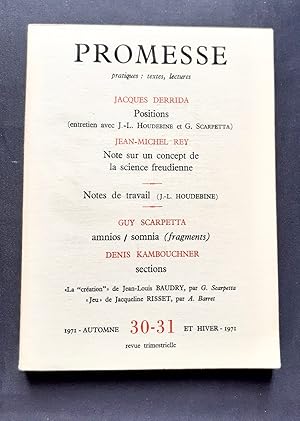 Bild des Verkufers fr Promesse : n30-31, automne et hiver 1971 - zum Verkauf von Le Livre  Venir