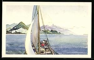 Künstler-Ansichtskarte Nouvelle Calédonie, Hienghène, au fond, le Mont Panié