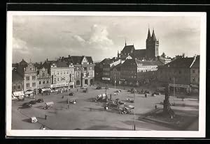 Ansichtskarte Kolín, Marktplatz mit Brunnen