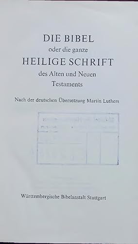 Seller image for DIE BIBEL oder die ganze HEILIGE SCHRIFT des Alten und Neuen Testaments. for sale by Antiquariat Bookfarm