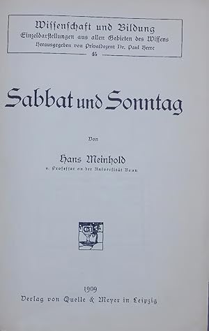 Bild des Verkufers fr Sabbat und Sonntag. zum Verkauf von Antiquariat Bookfarm