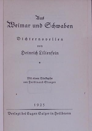 Imagen del vendedor de Aus Weimar und Schwaben. Dichternovellen. a la venta por Antiquariat Bookfarm