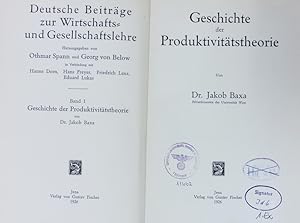 Image du vendeur pour Geschichte der Produktivittstheorie. Deutsche Beitrge zur Wirtschafts- und Gesellschaftslehre, Band 1. mis en vente par Antiquariat Bookfarm