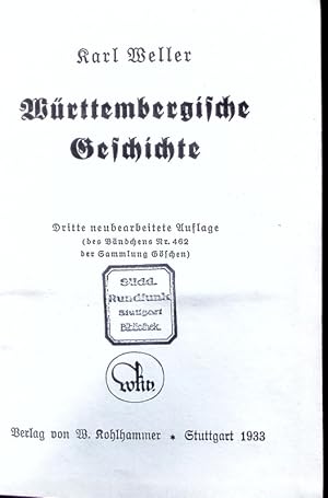 Image du vendeur pour Wrttembergische Geschichte. mis en vente par Antiquariat Bookfarm